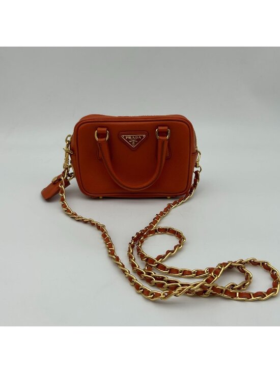 Prada Handbags - Prada Orange Saffiano Leather Shoulder